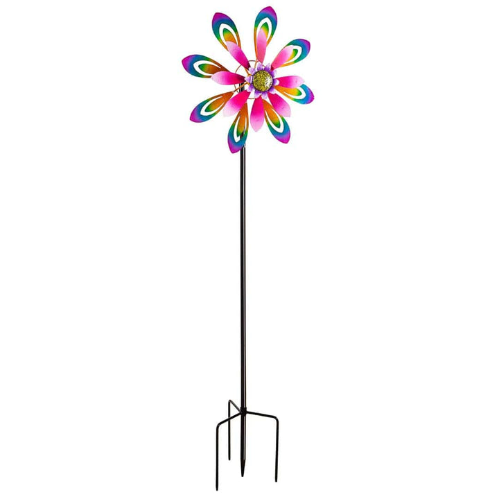 Pink & Purple Flower Wind Spinner 73 Inches Tall heartlandflags