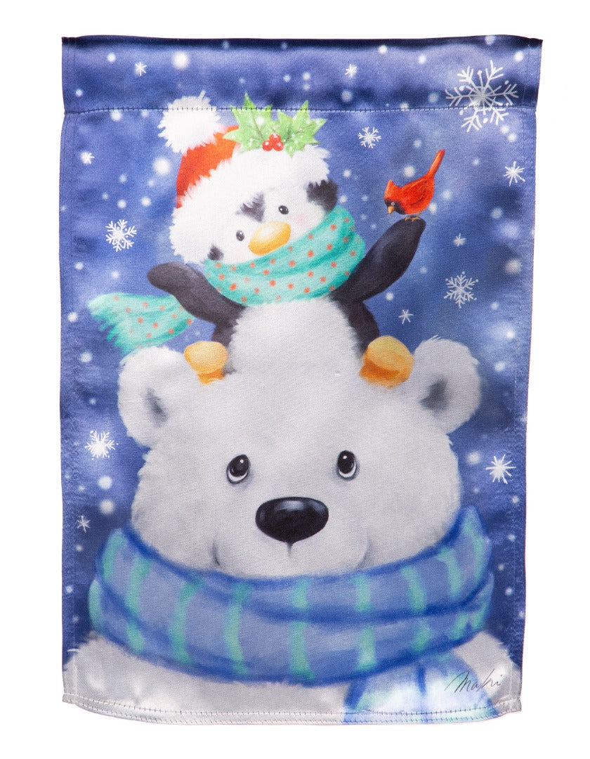 Polar Bear And Friends Winter Banner 2 Sided heartlandflags