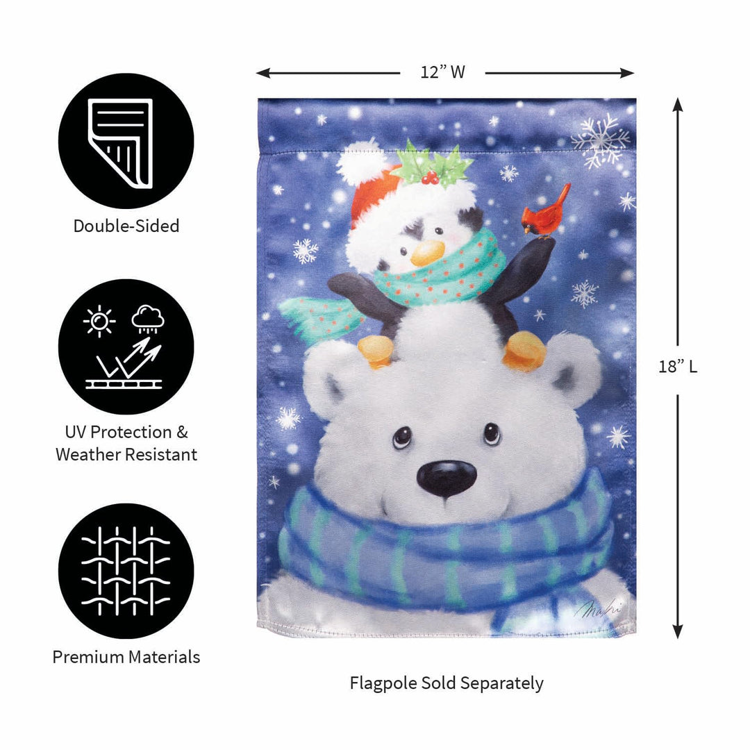 Polar Bear and Friends Winter Garden Flag 2 Sided heartlandflags