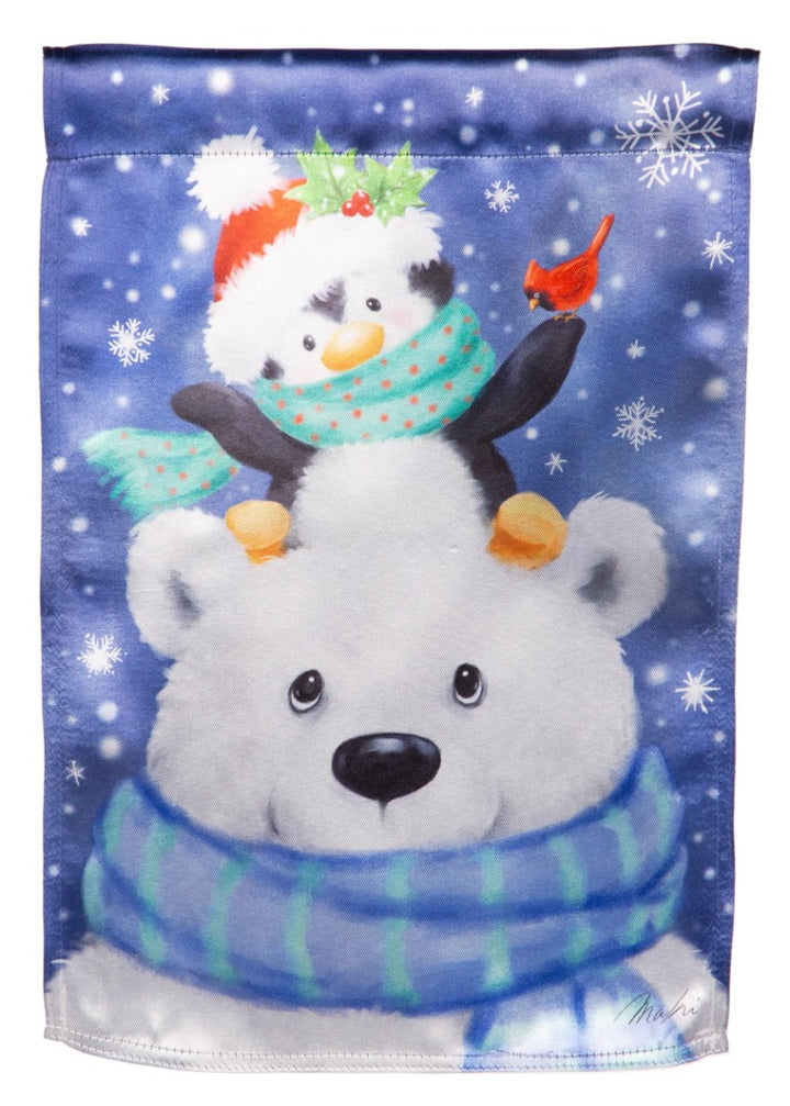 Polar Bear and Friends Winter Garden Flag 2 Sided heartlandflags