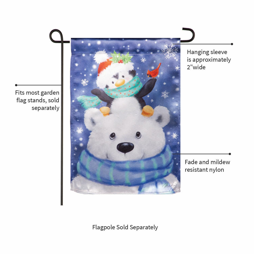 Polar Bear and Friends Winter Garden Flag 2 Sided heartlandflags