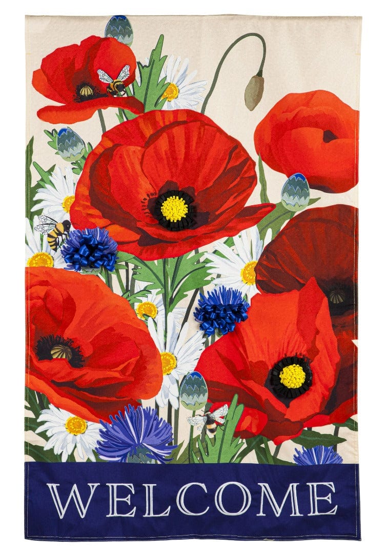 Poppies Welcome Banner 2 Sided Decorative House Flag heartlandflags