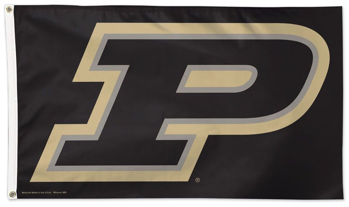 Purdue University Flag 3x5 Gold P on Black heartlandflags