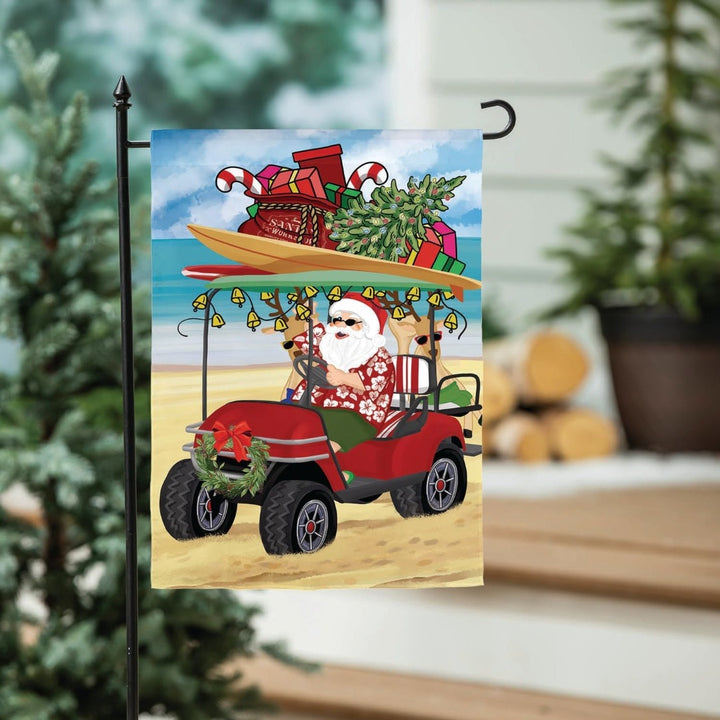 Santa Golf Cart Garden Flag 2 Sided heartlandflags