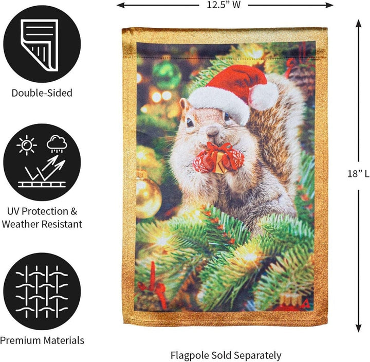 Santa Squirrel Christmas Garden Flag 2 Sided Lustre heartlandflags