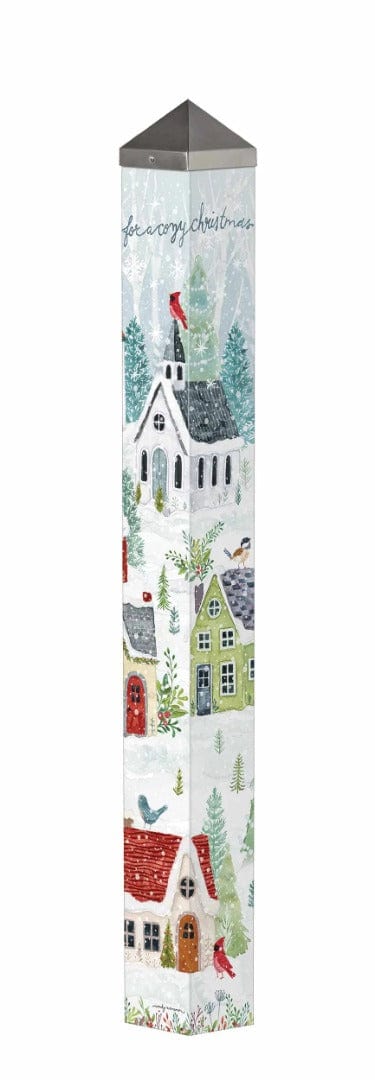 Snow Village Winter Art Pole 40 Inches Tall Painted Peace heartlandflags