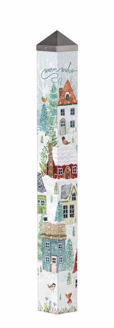 Snow Village Winter Art Pole 40 Inches Tall Painted Peace heartlandflags