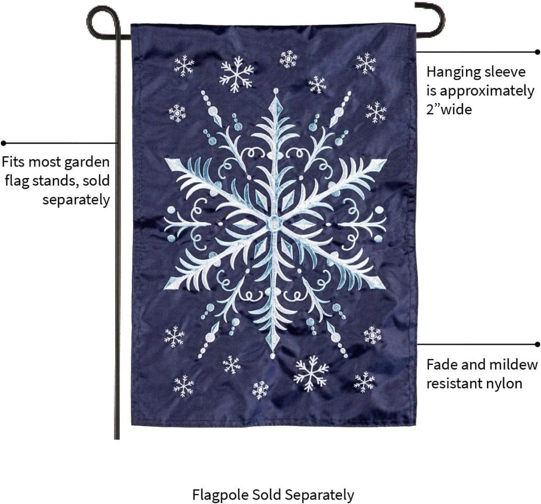 Snowflake Winter Garden Flag 2 Sided Applique heartlandflags