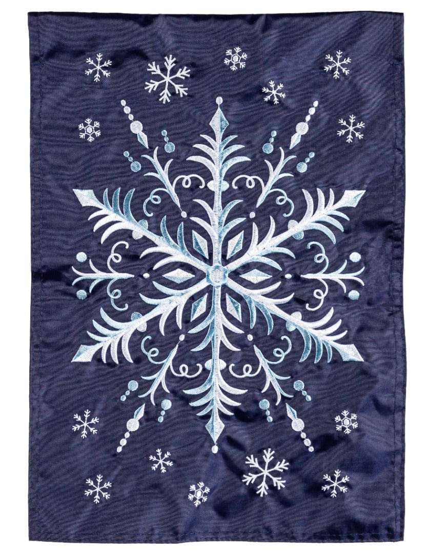 Snowflake Winter Garden Flag 2 Sided Applique heartlandflags