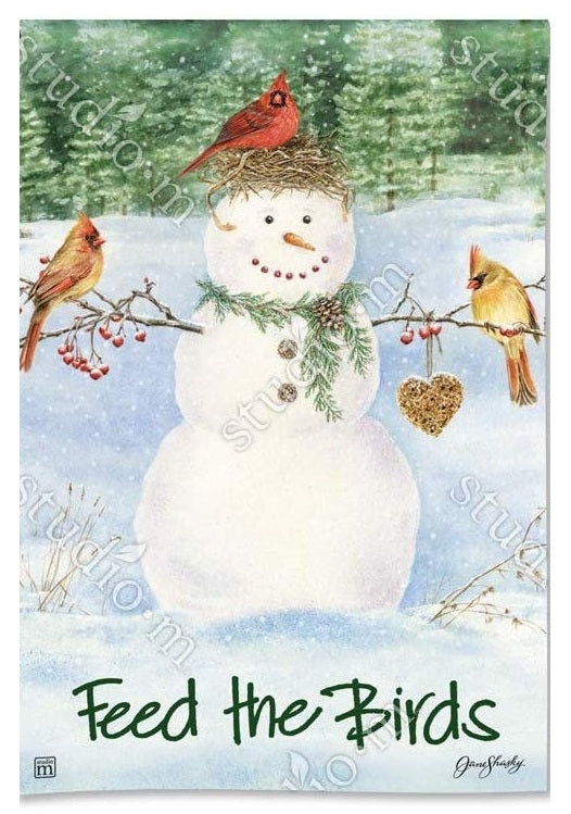 Snowman Birdfeeder Winter Garden Flag heartlandflags