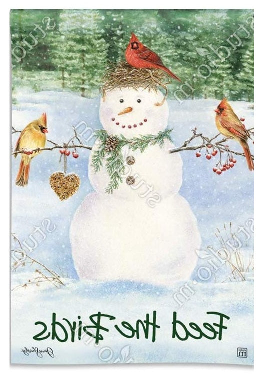 Snowman Birdfeeder Winter Garden Flag heartlandflags