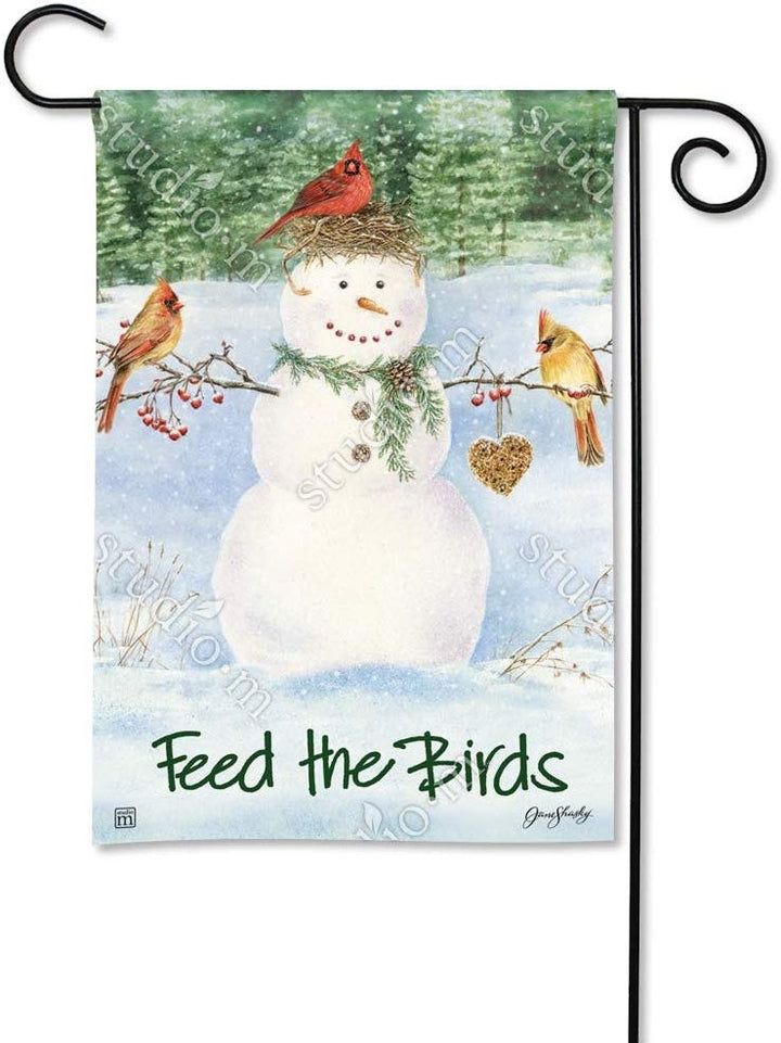 Snowman Birdfeeder Winter Garden Flag heartlandflags