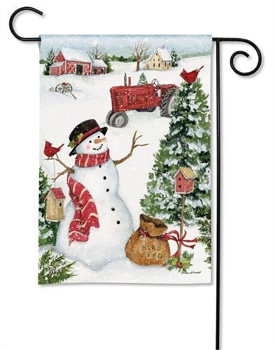 Snowman On The Farm Garden Flag heartlandflags