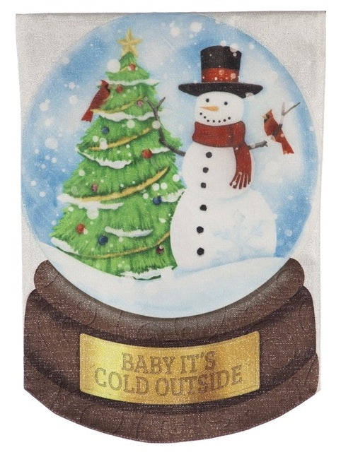 Snowman Snow Globe Christmas Garden Flag 2 Sided Baby It's Cold Outside heartlandflags