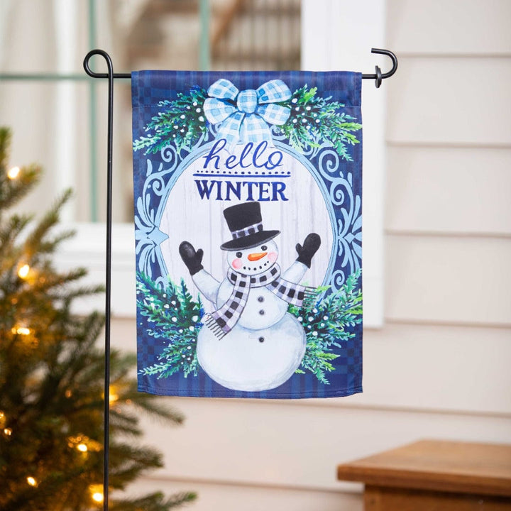 Snowman Winter Garden Flag 2 Sided Hello Winter heartlandflags