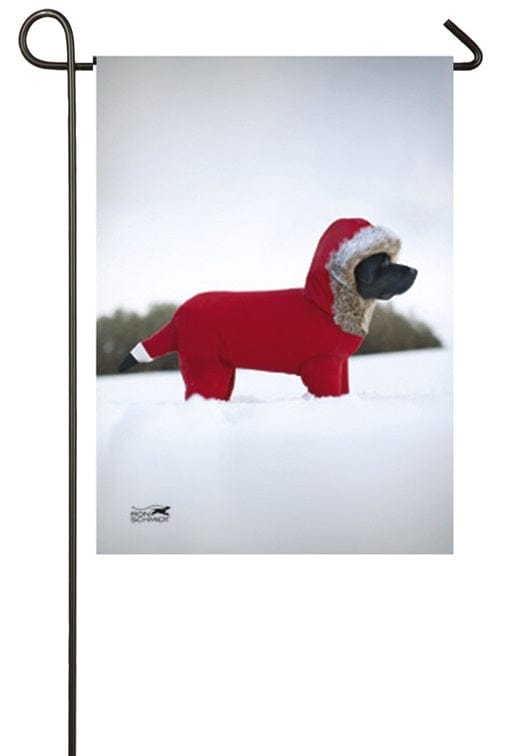 Snowsuit Pup Winter Garden Flag 2 Sided heartlandflags