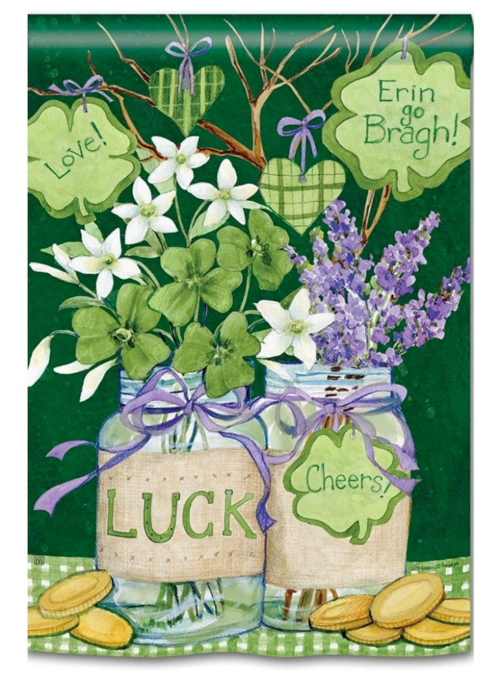 St Patrick Lucky Shamrocks Banner heartlandflags