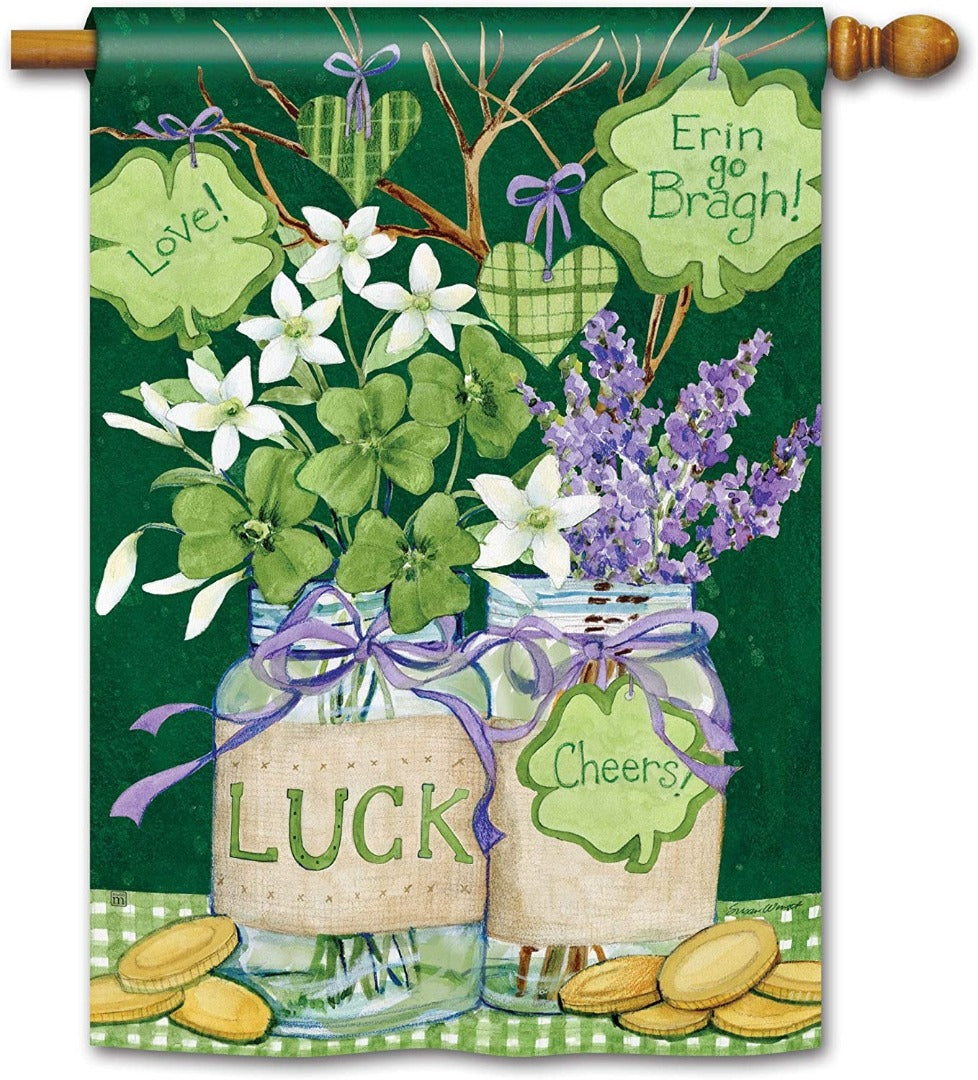 St Patrick Lucky Shamrocks Banner heartlandflags