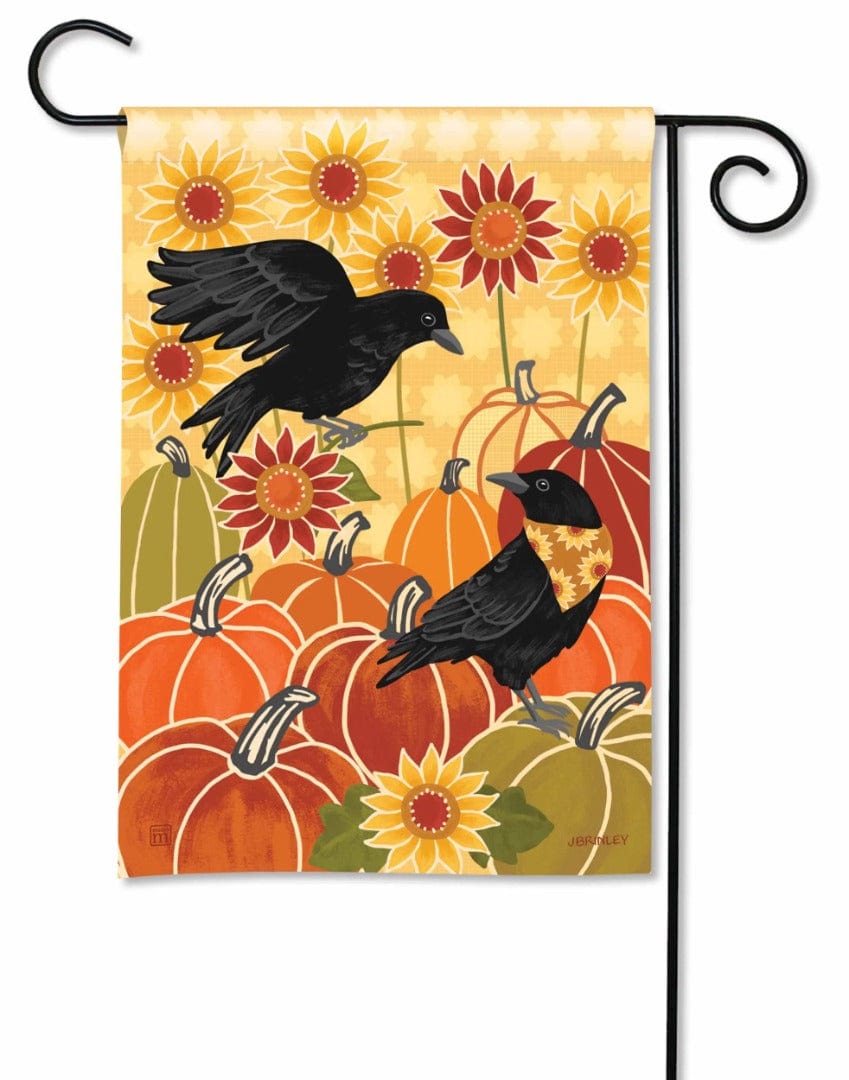 Sunflower Crows Garden Flag 2 Sided Fall Autumn heartlandflags