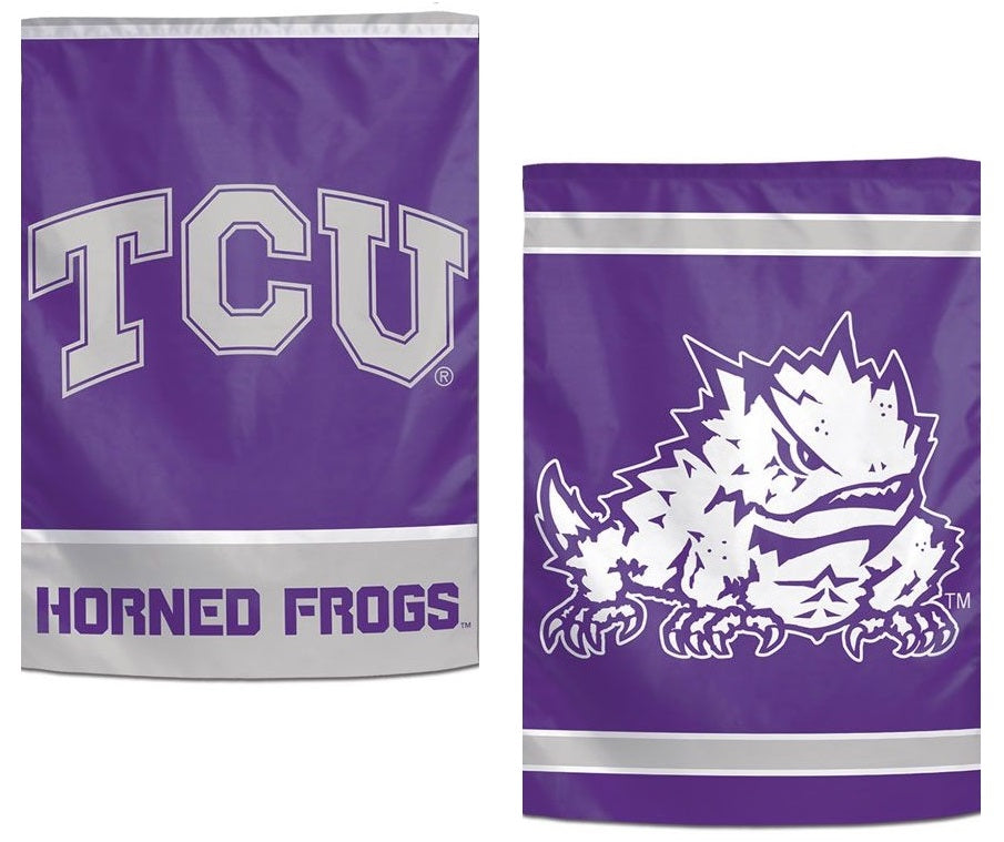 TCU Horned Frogs Garden Flag 2 Sided Logo heartlandflags