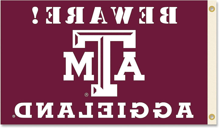 Texas A&M Beware Aggieland Flag 3x5 Logo heartlandflags