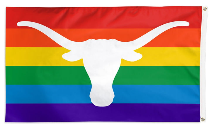 Texas Longhorns Flag 3x5 Rainbow Pride heartlandflags