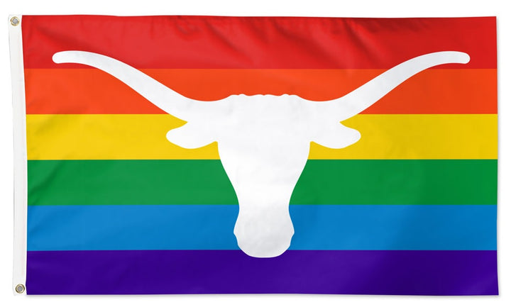 Texas Longhorns Flag 3x5 Rainbow Pride heartlandflags