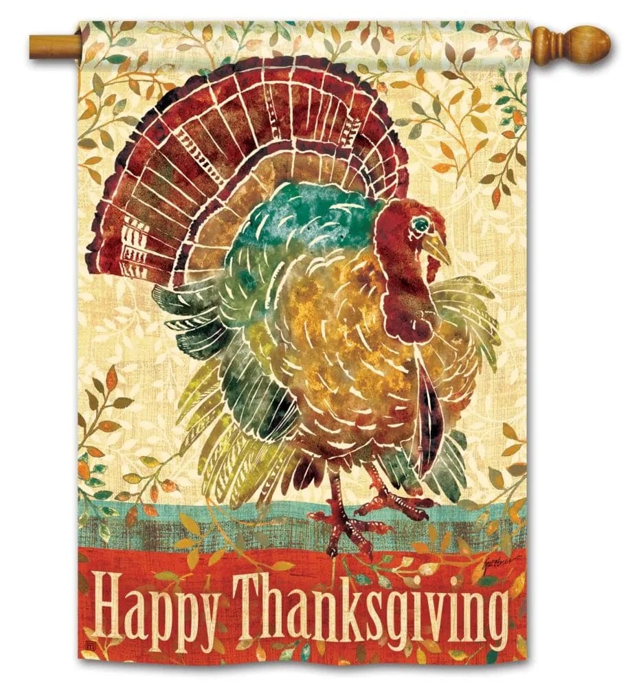 Thanksgiving Turkey Banner 2 Sided Vertical House Flag heartlandflags