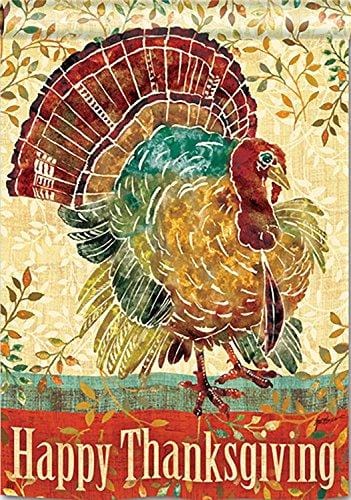 Thanksgiving Turkey Banner 2 Sided Vertical House Flag heartlandflags