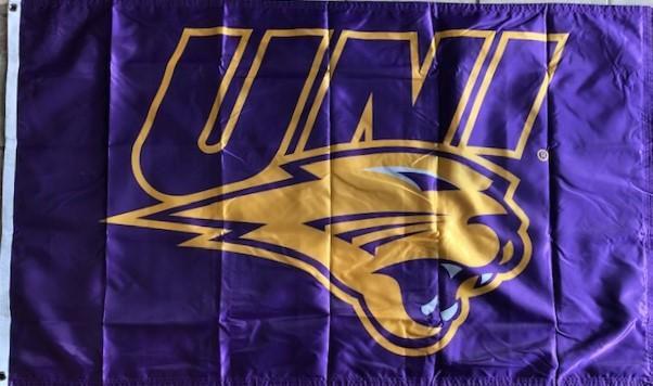 UNI Panthers Flag Purple 2 Sided Logo heartlandflags