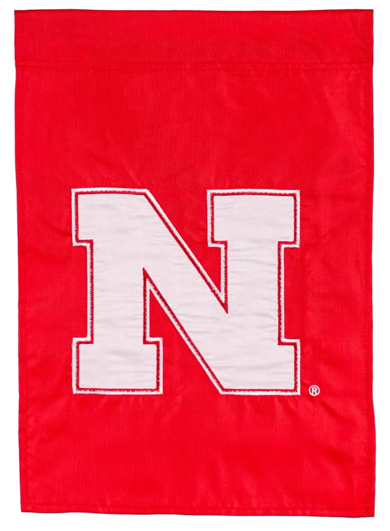 University of Nebraska Garden Flag 2 Sided Applique Logo heartlandflags