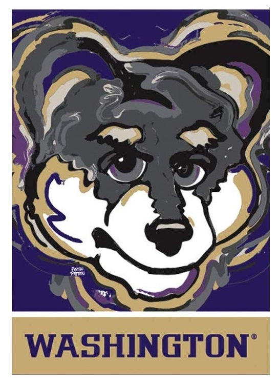 University of Washington Garden Flag 2 Sided Justin Patten Huskies heartlandflags