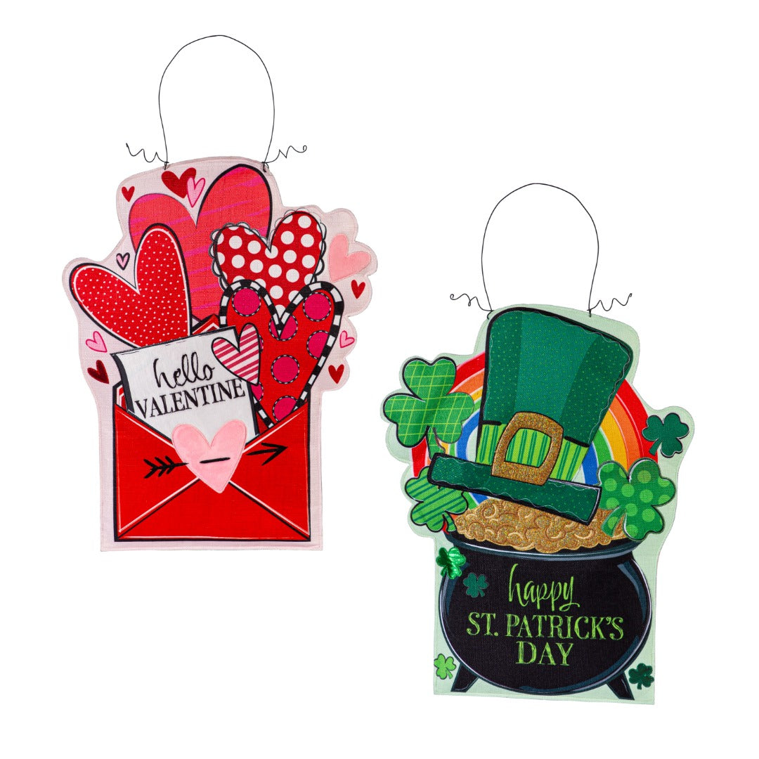 Valentine and St Patrick Door Decoration Reversible heartlandflags