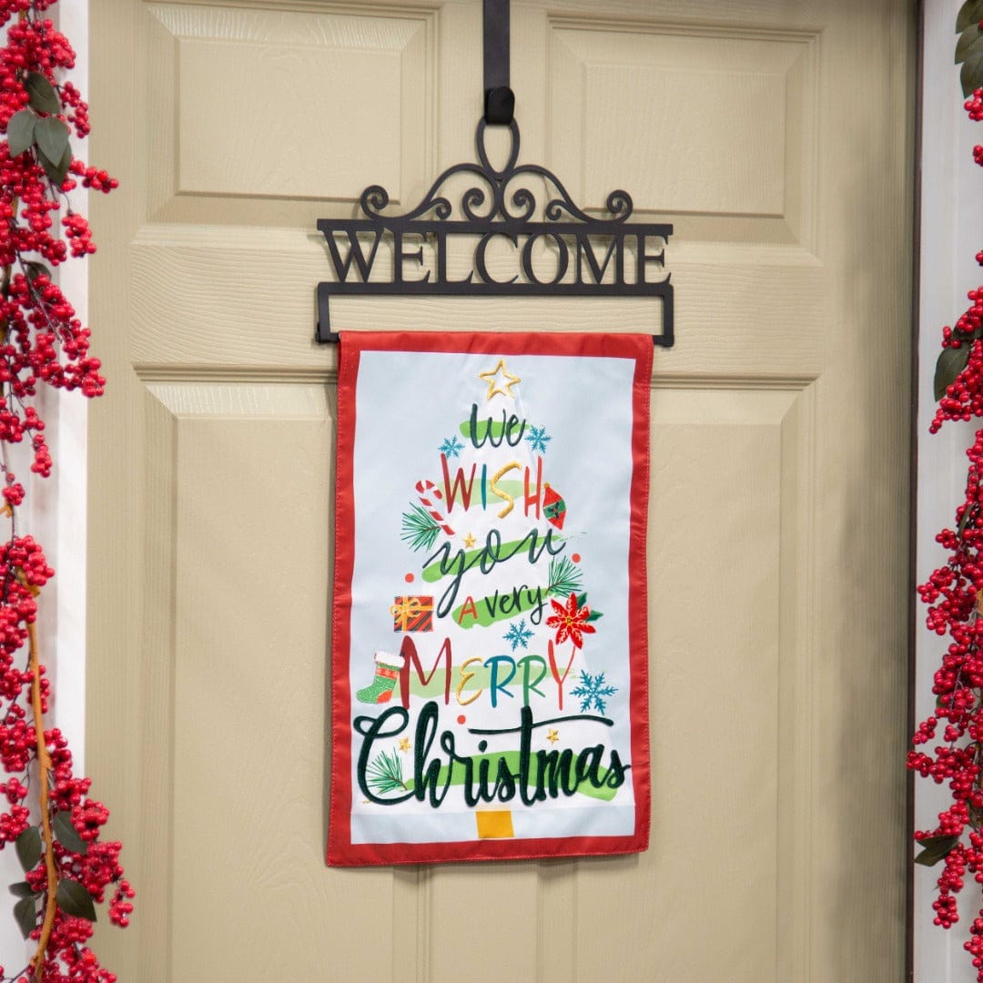 We Wish You A Merry Christmas Garden Flag 2 Sided Applique heartlandflags