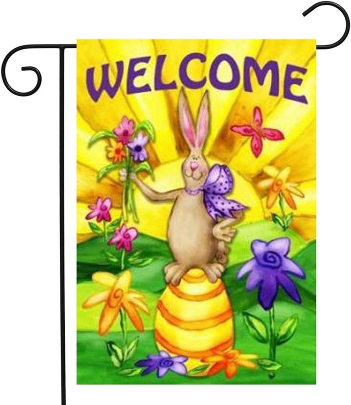 Welcome Bunny Easter Garden Flag 2 Sided heartlandflags