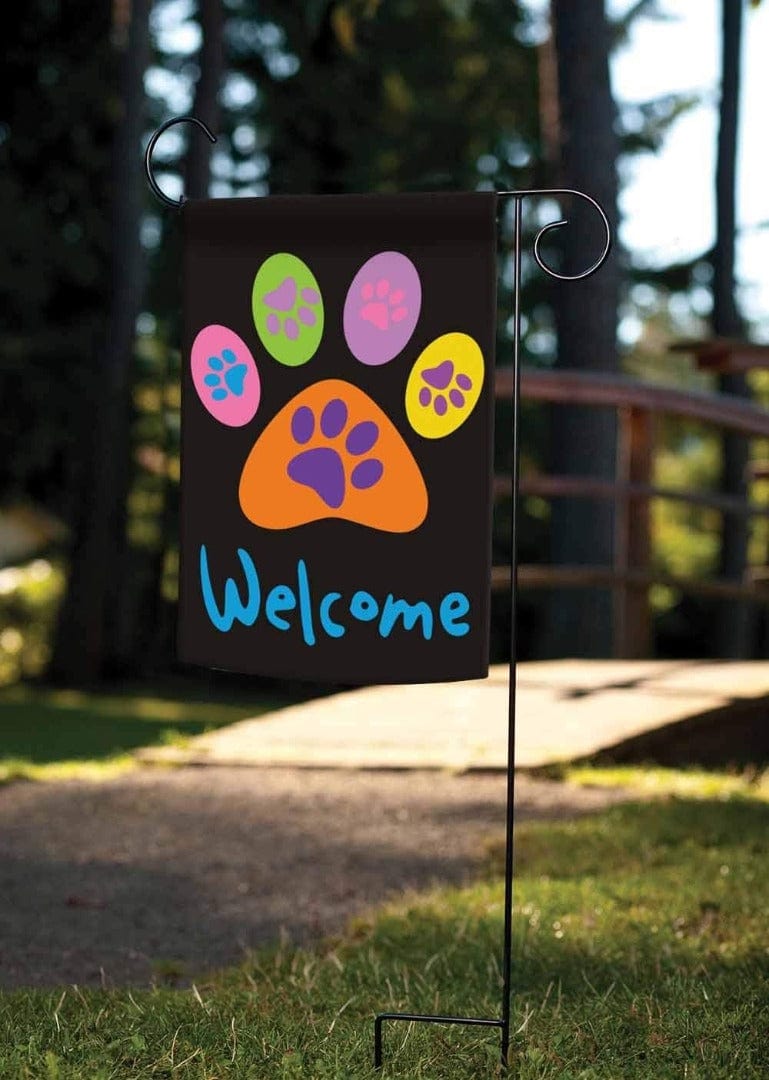 Welcome Paws Garden Flag 2 Sided Black heartlandflags