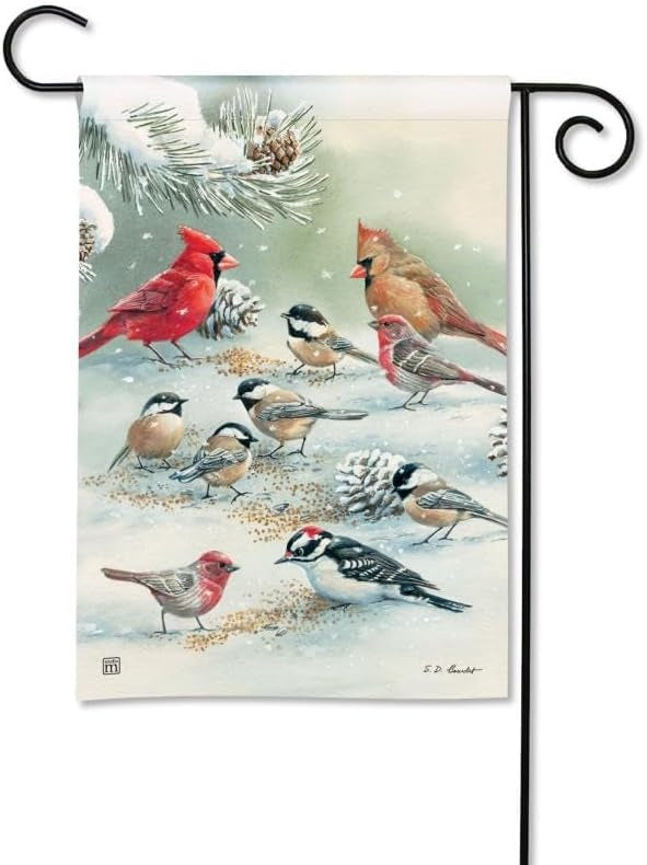 Winter Bird Feeding Garden Flag heartlandflags