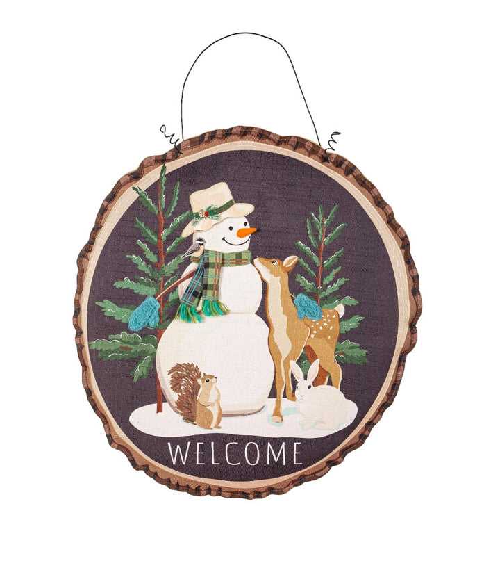 Winter Woodland Snowman and Friends Door Decoration heartlandflags