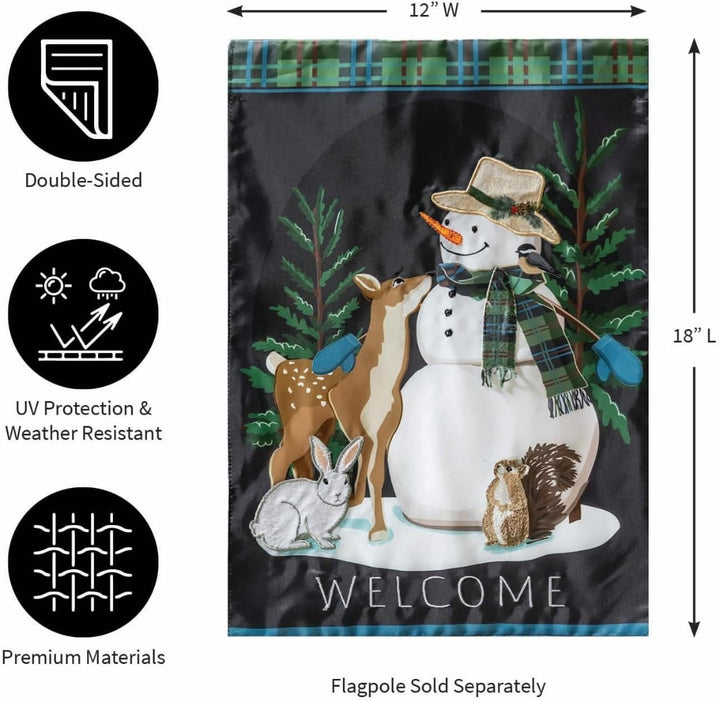 Woodland Snowman and Friends Garden Flag 2 Sided heartlandflags