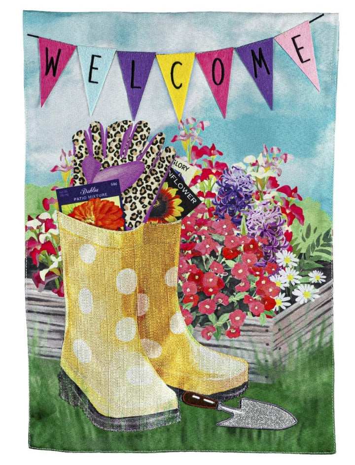 Banner and Boots Garden Flag 2 Sided Welcome heartlandflags