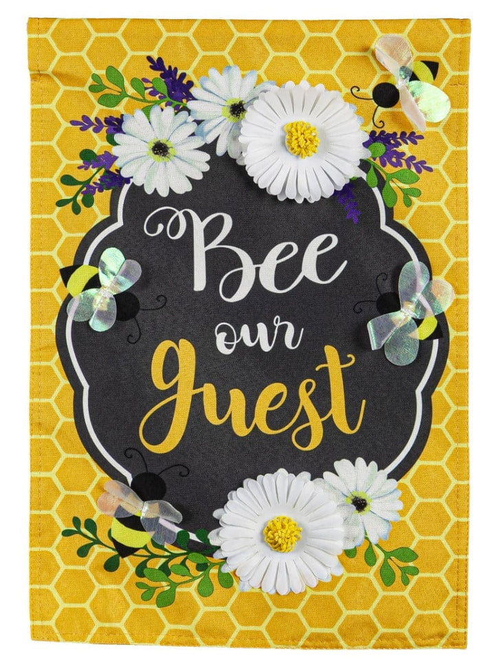 Bee Our Guest Garden Flag 2 Sided Honeybee heartlandflags