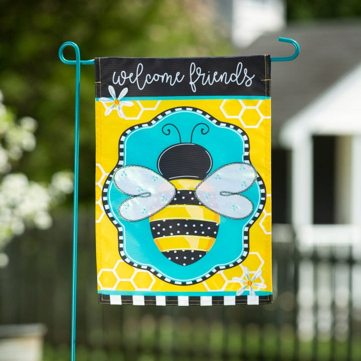 Buzzing Bee Welcome Garden Flag 2 Sided Applique heartlandflags