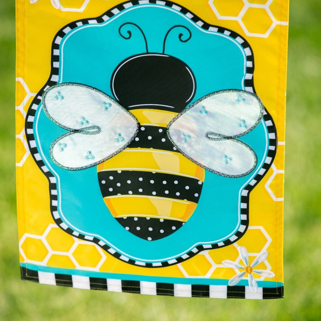 Buzzing Bee Welcome Garden Flag 2 Sided Applique heartlandflags