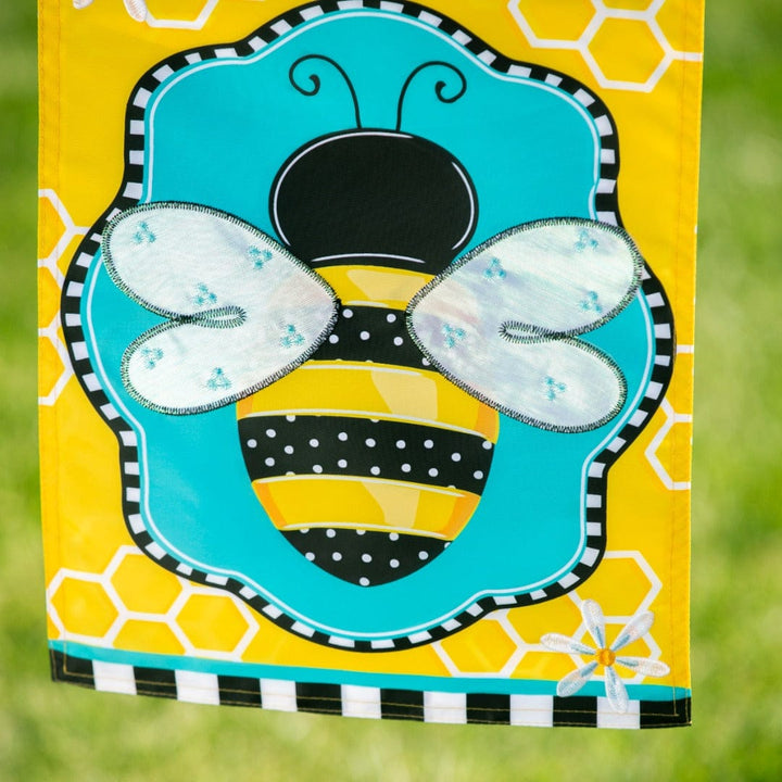 Buzzing Bee Welcome Garden Flag 2 Sided Applique heartlandflags