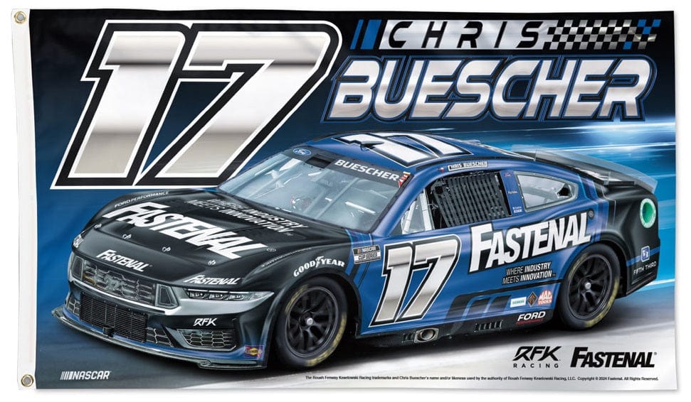 Chris Buescher Flag 3x5 Fastenal 2024 heartlandflags