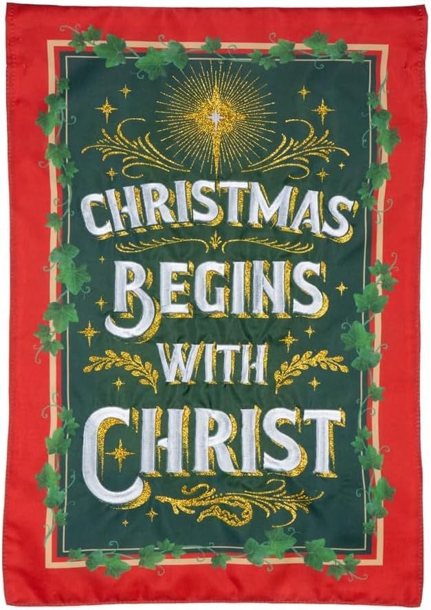 Christmas Begins With Christ Garden Flag 2 Sided Applique heartlandflags