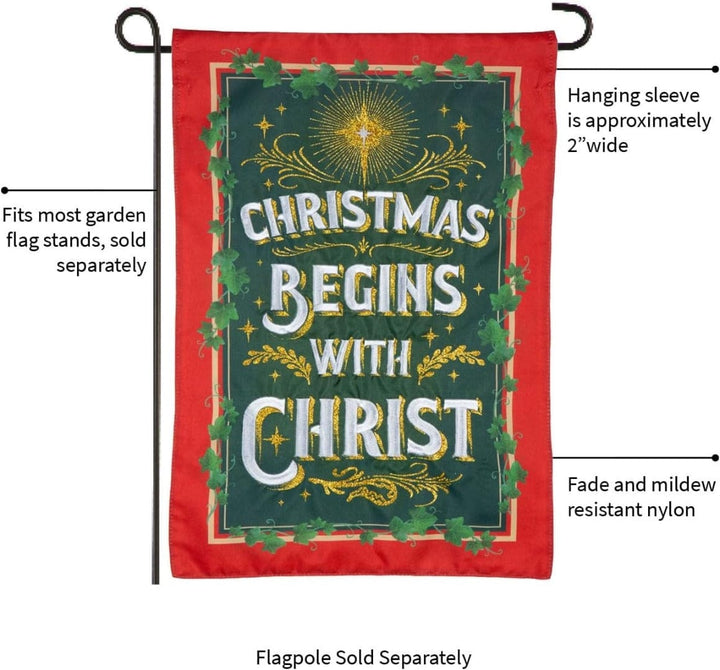 Christmas Begins With Christ Garden Flag 2 Sided Applique heartlandflags