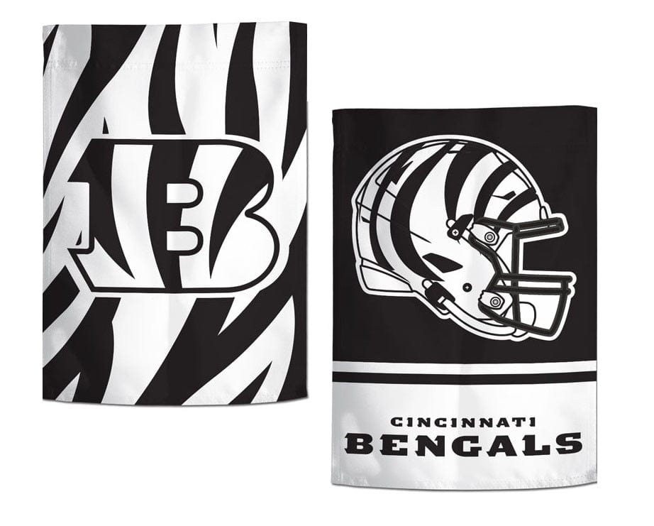 Cincinnati Bengals Garden Flag 2 Sided Alternate BW heartlandflags