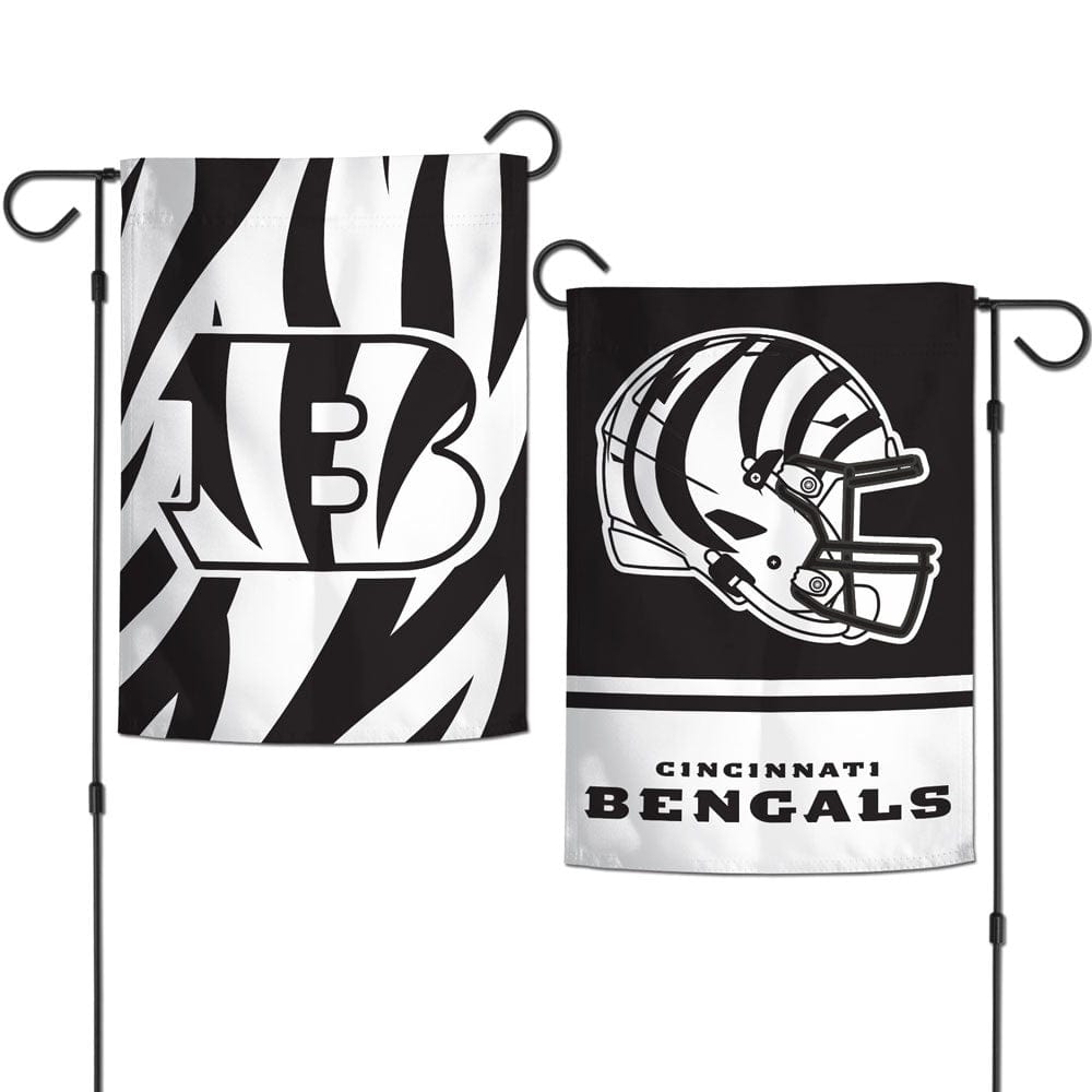 Cincinnati Bengals Garden Flag 2 Sided Alternate BW heartlandflags