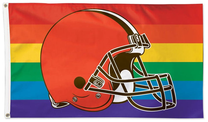 Cleveland Browns Flag 3x5 Rainbow Pride heartlandflags